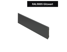 Rechte moderne MDF plint 55 x 9 mm x 2,4 meter RAL9005 zwart